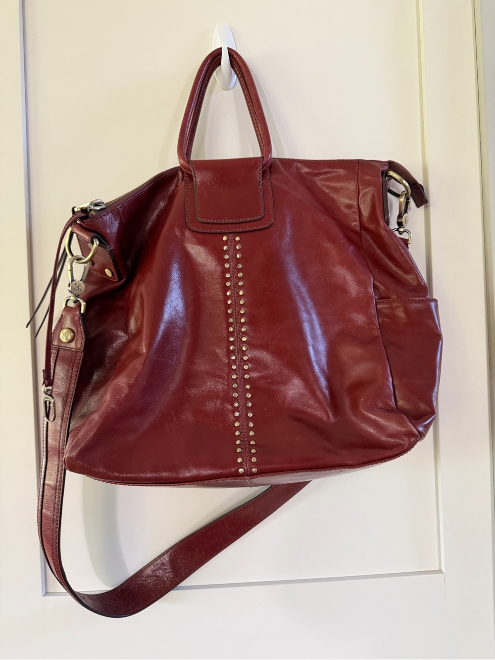 HOBO Stud-Trim Leather Hobo in Oxboood - Picture 5 of 12